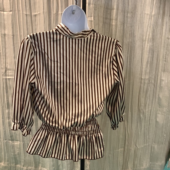 Brown and cream striped blouse by Bloom - Picture 3 of 3